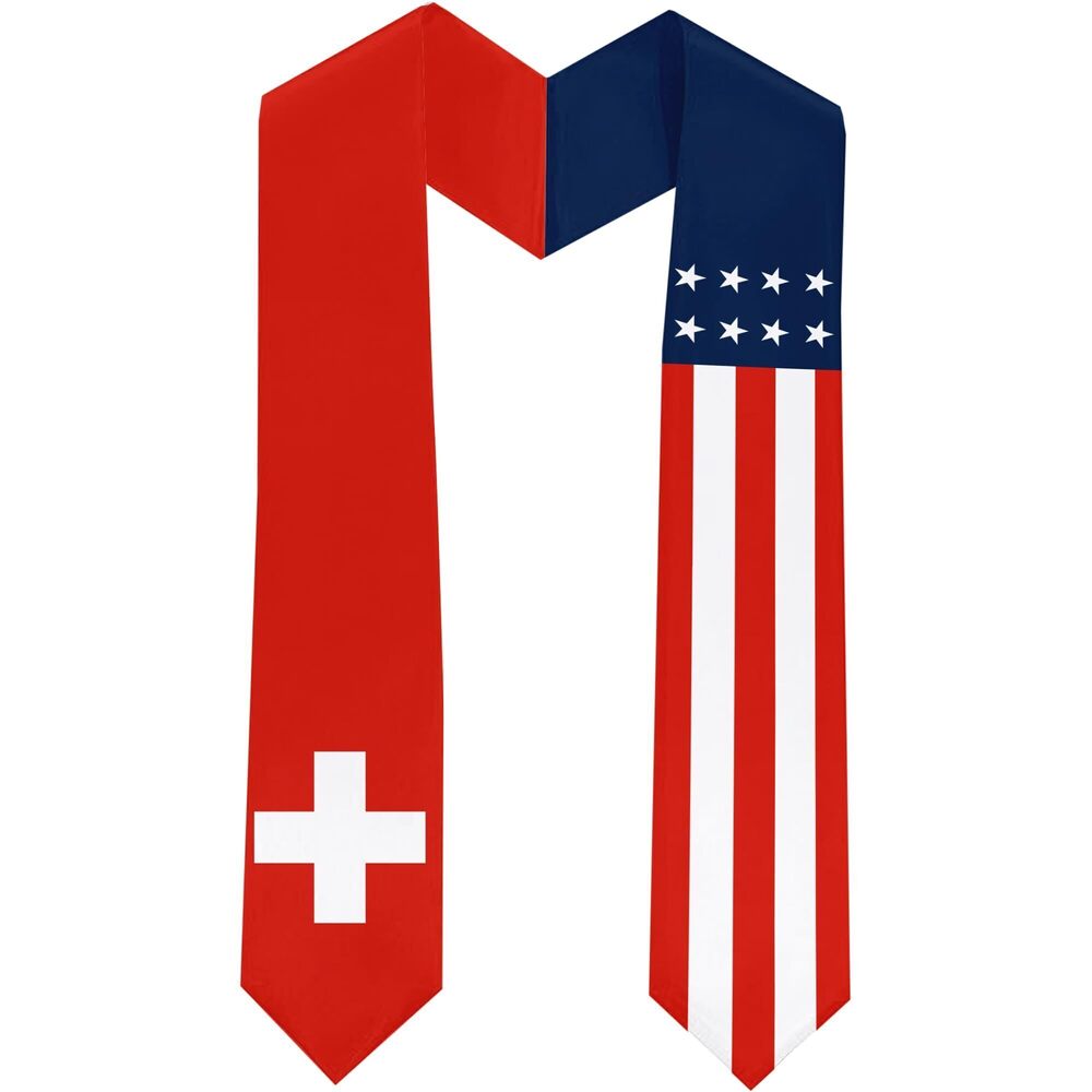 9116 Switzerland Flag International Students Graduation Sash Stole Scarves